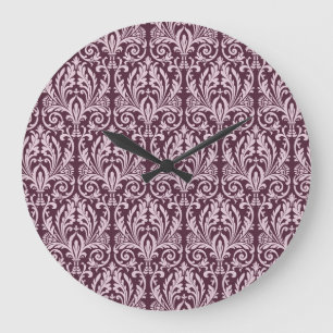 Classic seamless damask wallpaper. large clock