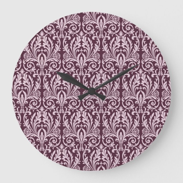 Classic seamless damask wallpaper. large clock (Front)