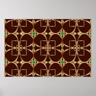 Classic seamless geometric pattern on a brown back poster