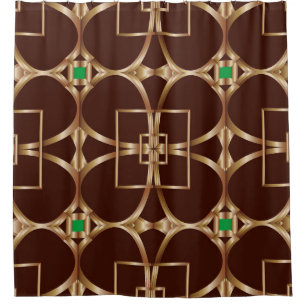 Classic seamless geometric pattern on a brown back shower curtain