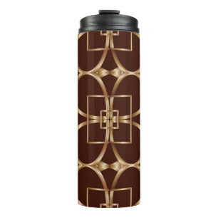Classic seamless geometric pattern on a brown back thermal tumbler