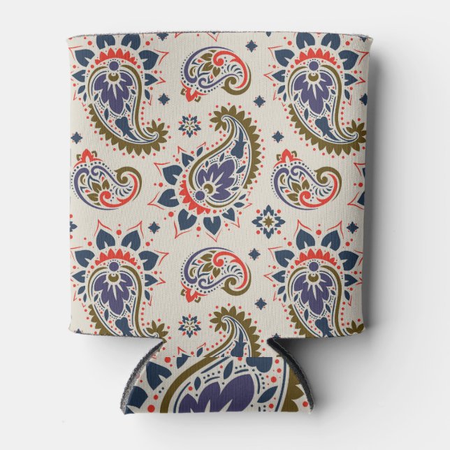Classic seamless paisley pattern design. can cooler (Front)