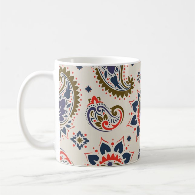 Classic seamless paisley pattern design. coffee mug (Left)