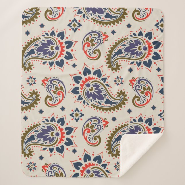 Classic seamless paisley pattern design. sherpa blanket (Front)