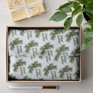 Classic Seasonal Pinecones Happy Holidays Wish Tissue Paper
