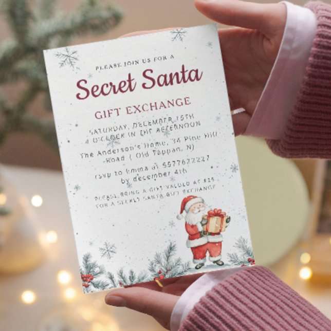 Classic Secret Santa Christmas Party Invitation (Creator Uploaded)