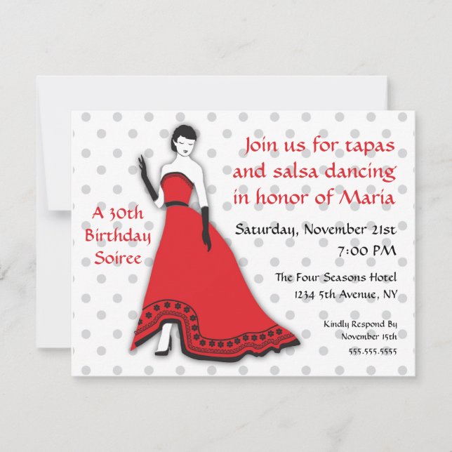 Classic Senorita in Red Invitation (Front)
