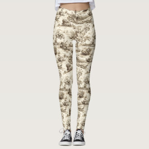 Classic Sepia Autumn Pumpkin Countryside Pattern Leggings