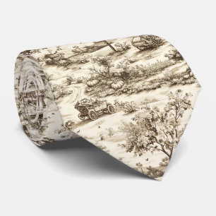 Classic Sepia Autumn Pumpkin Countryside Pattern Tie