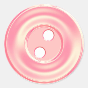 classic sewing button cute pink round sticker