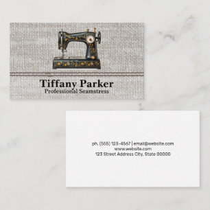 Classic Sewing Machine Fabric Stitched Business Card