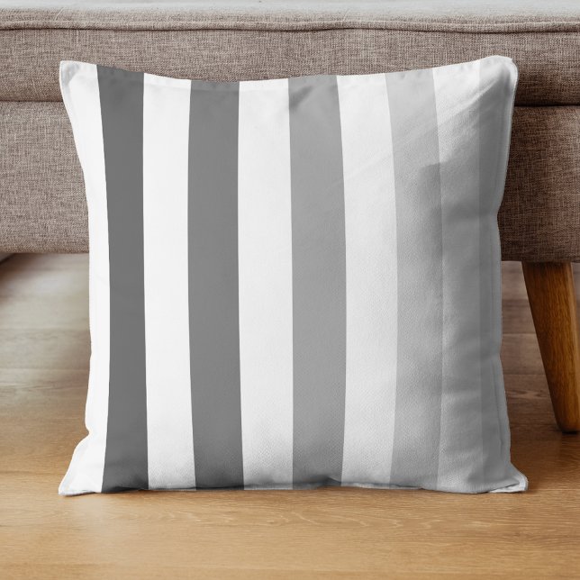 Classic Shaded Grey & White stripes pattern Cushion (Creator Uploaded)
