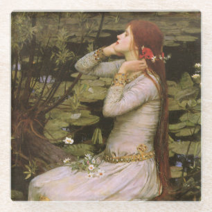 Classic Shakespeare Ophelia Pond Lily Fine Art Glass Coaster
