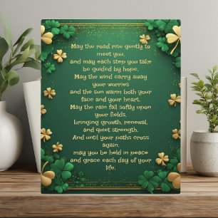 Classic Shamrock Celtic Irish Blessing Good Luck Plaque
