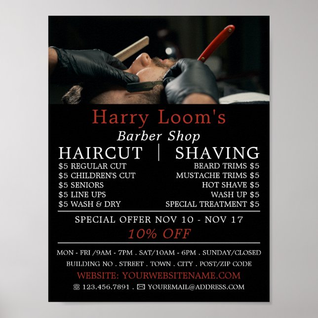 Classic Shave, Men's Barbers Advertising Poster (Front)