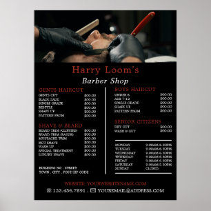Classic Shave, Men's Barbers Price List Poster