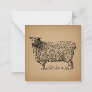 Classic Sheep Art Illustration Antique Farm Animal Card