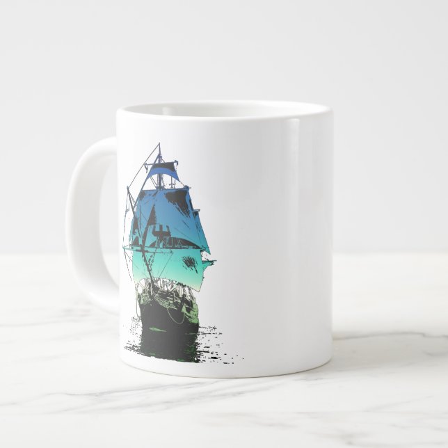 Classic Ship Large Coffee Mug (Front Left)