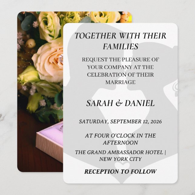 Classic Silhouette Couple Wedding Invitation | Ele (Front/Back)