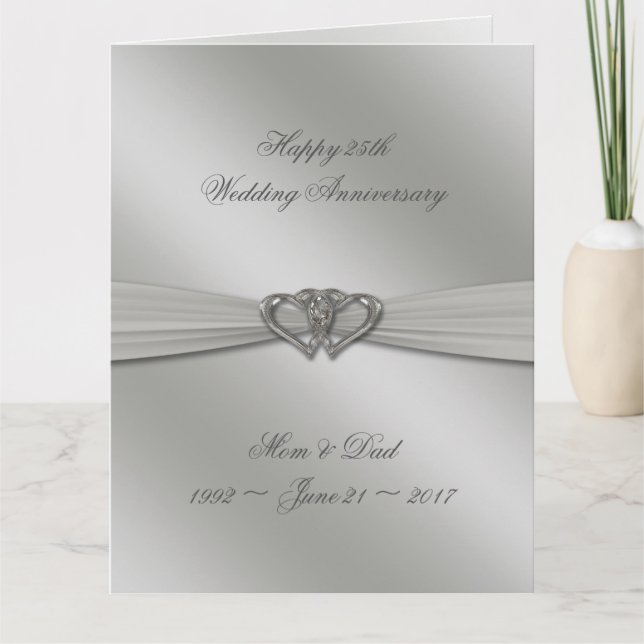 Classic Silver 25th Wedding Anniversary 8.5x11 Card (Front)