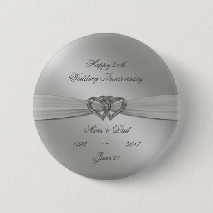 Classic Silver 25th Wedding Anniversary Button