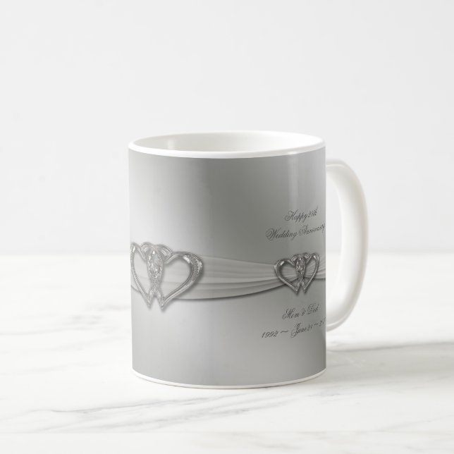 Classic Silver 25th Wedding Anniversary Coffee Mug (Front Right)