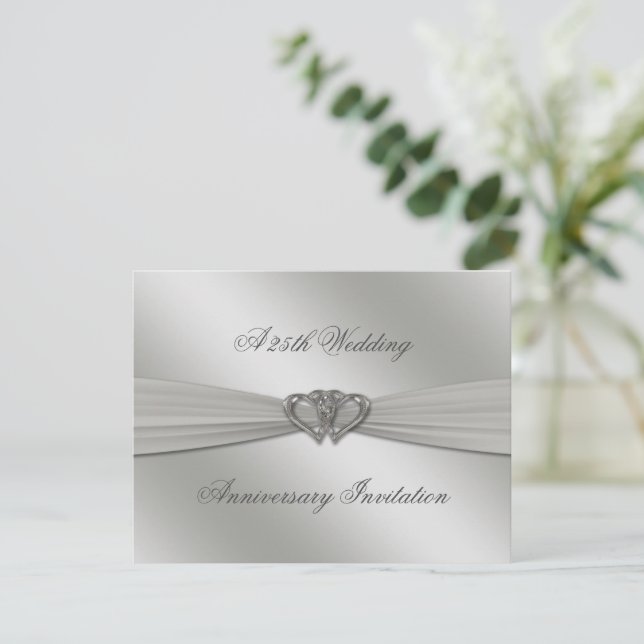 Classic Silver 25th Wedding Anniversary Invite (Standing Front)
