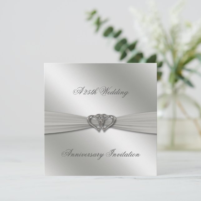 Classic Silver 25th Wedding Anniversary Invite (Standing Front)