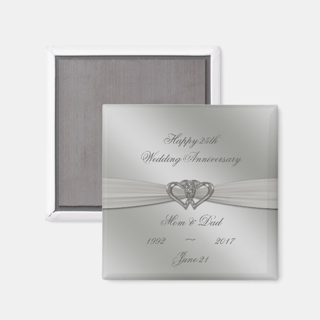Classic Silver 25th Wedding Anniversary Magnet (Front/Back)