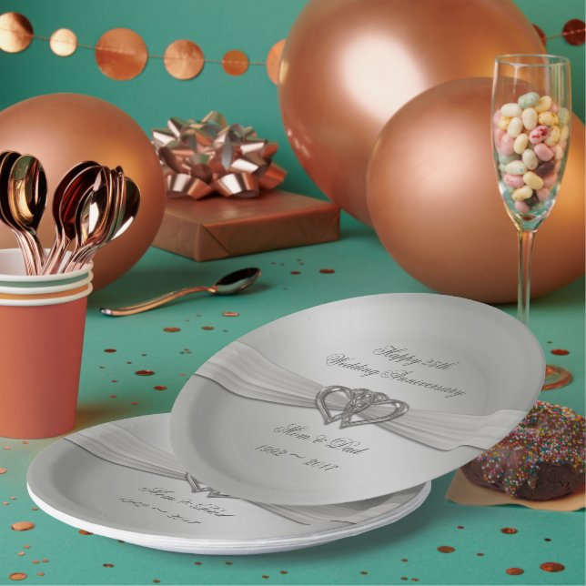 Classic Silver 25th Wedding Anniversary Plates (Multi)