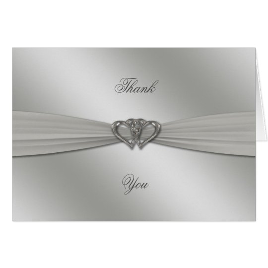 Vintage Sterling Silver Rose Wedding  Thank  You  Card  