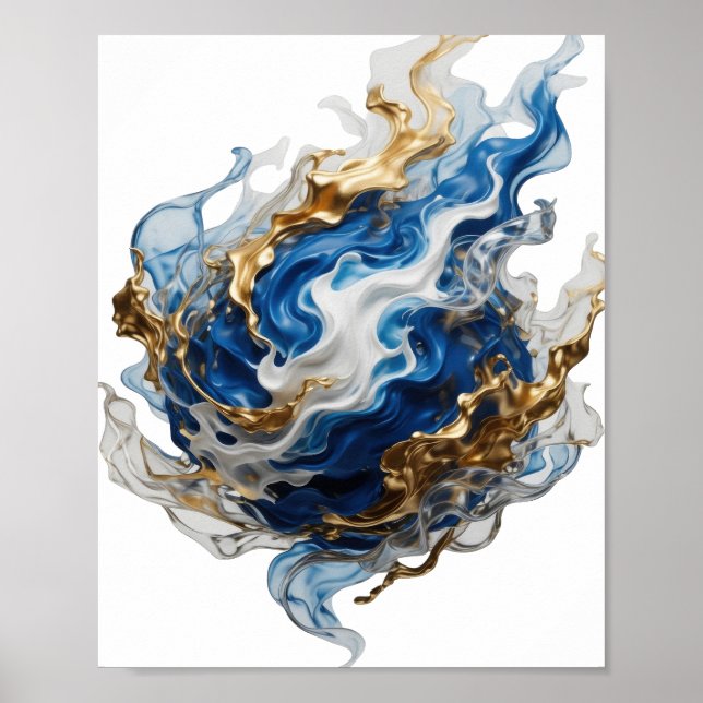 Classic Silver ABSTRACT ART Design Poster (Front)