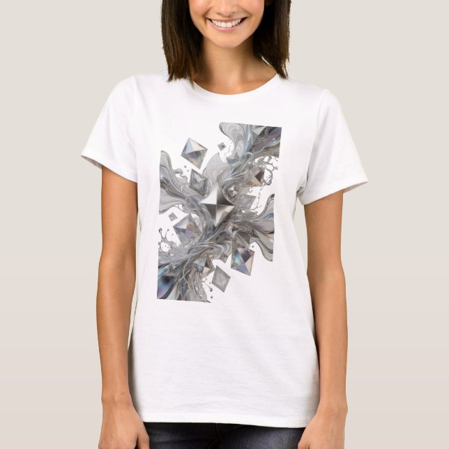 Classic Silver ABSTRACT ART Wearable Art T-Shirt (Front)