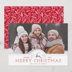  Classic Silver and Red Vintage Christmas Photo Ho Holiday Card