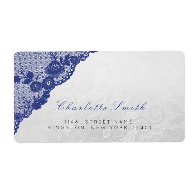 Classic Silver Blue Navy Return Address Labels (Front)