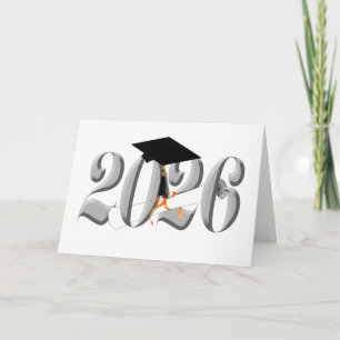 Classic Silver Class of 2026 Graduation Card