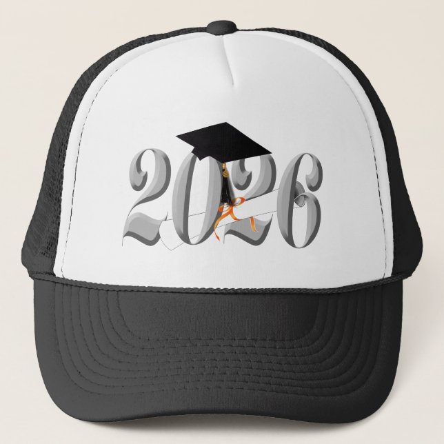Classic Silver Class of 2026 Graduation Trucker Hat (Front)