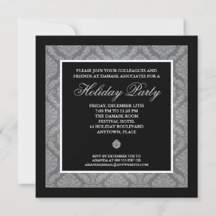Classic Silver Damask Corporate Holiday Party Invitation