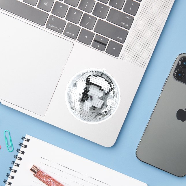 Classic silver disco ball sticker (Laptop w/ iPhone)