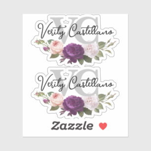 Classic Silver Floral Rose Personal Name Logo 2-Up