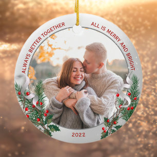 Classic Silver Frame Photo 1st Christmas Together  Ceramic Tree Decoration
