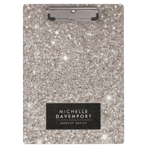 Classic Silver Glitter Personalised Clipboard