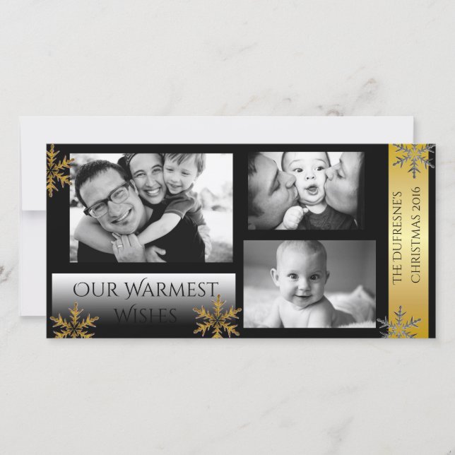 Classic Silver & Gold Holiday Card (Front)