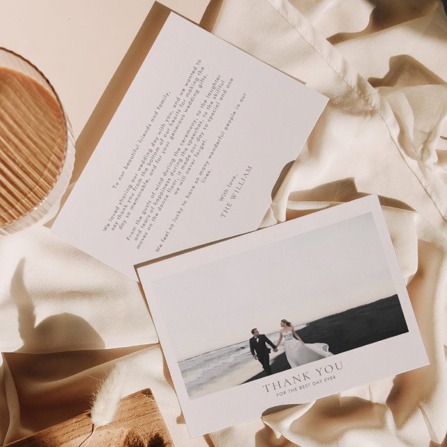 Classic Silver Horizontal Romantic Photo Wedding Thank You Card (Creator Uploaded)