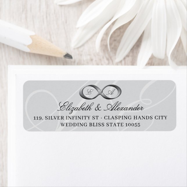 Classic Silver Infinity Hand Clasp Wedding Address (Insitu)