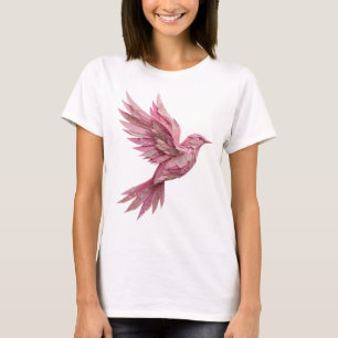 Classic Silver PINK BIRD Text Design T-Shirt