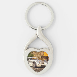 Classic Silver Sports Car Key Ring