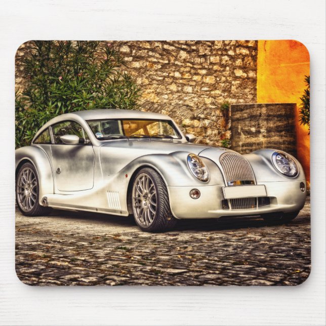 Classic Silver Sports Car Mouse Mat (Front)