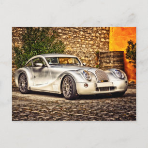 Classic Silver Sports Car Postcard
