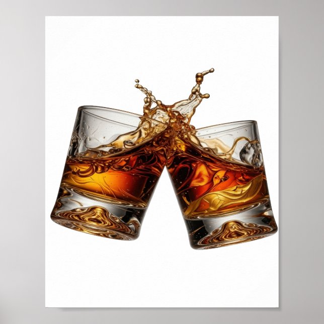 Classic Silver WHISKY SPLASH Design Poster (Front)